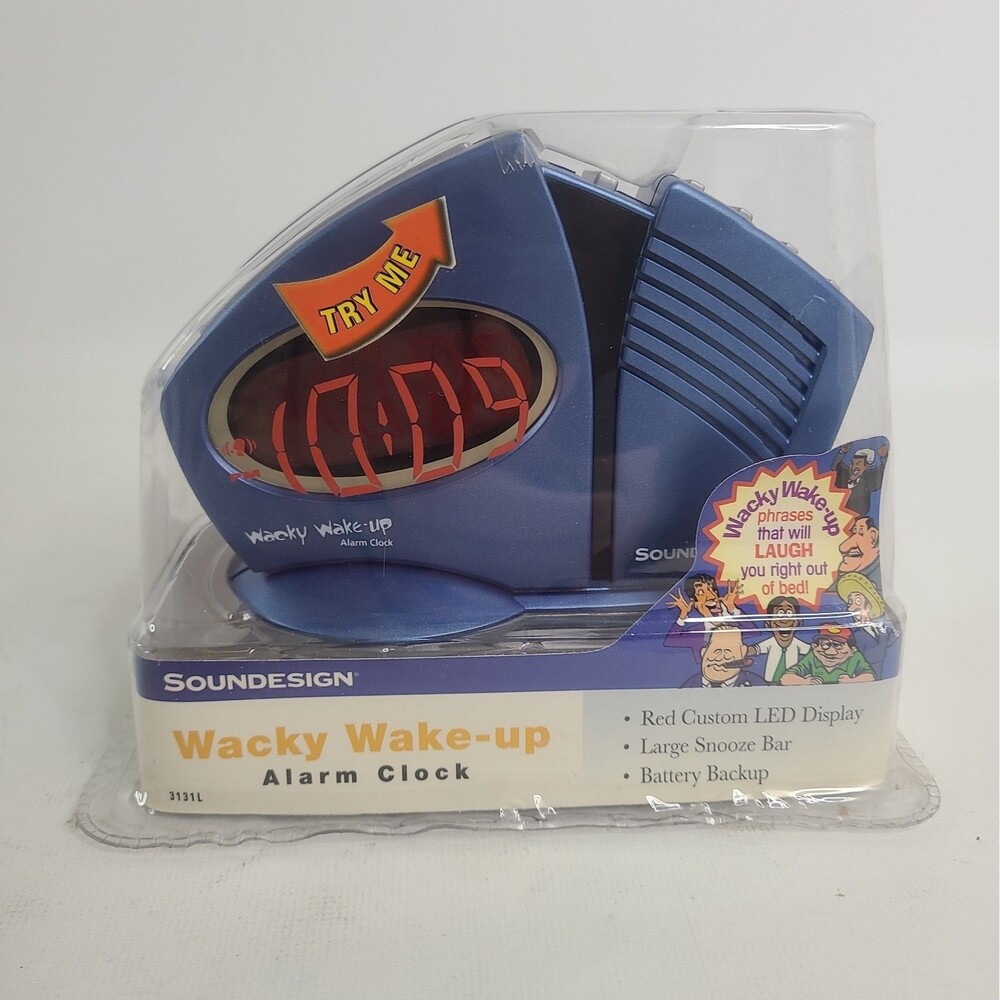 Vintage Retro 90’s Wacky Wake Up Alarm Clock LED Soundesign Blue 3131L NEW